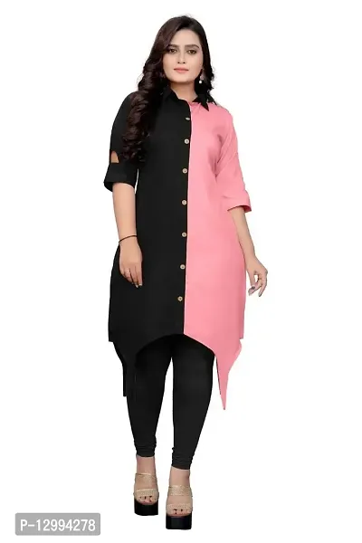 New Knee Length Shirt Collar Cotton Crep Febric Kurti for Girl's  Women's