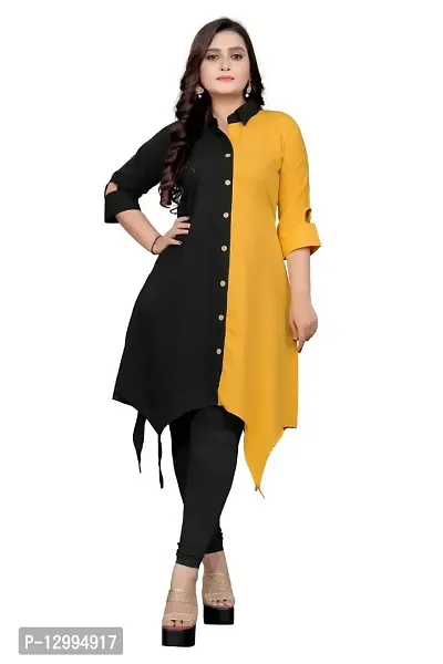 New Knee Length Shirt Collar Cotton Crep Febric Kurti for Girl's  Women's