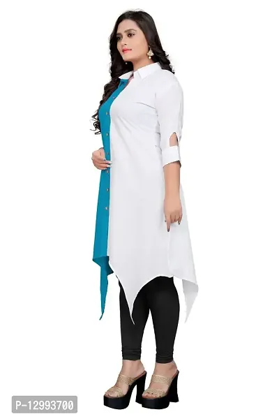 New Knee Length Shirt Collar Cotton Crep Febric Kurti for Girl's  Women's-thumb3