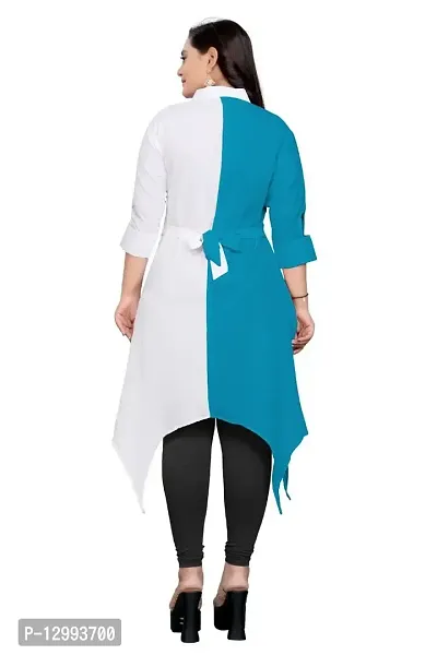 New Knee Length Shirt Collar Cotton Crep Febric Kurti for Girl's  Women's-thumb2