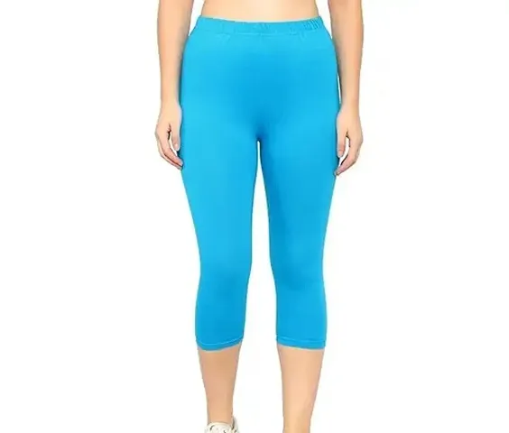 Stylish Blend Solid Mid-Rise Capris For Women