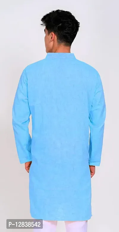 Men's Cotton Kurta (44, Blue)-thumb2