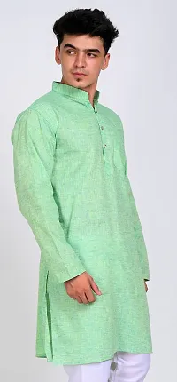 Voniry Men's Paper 100% Cotton Kurta (X-Large, Green)-thumb2