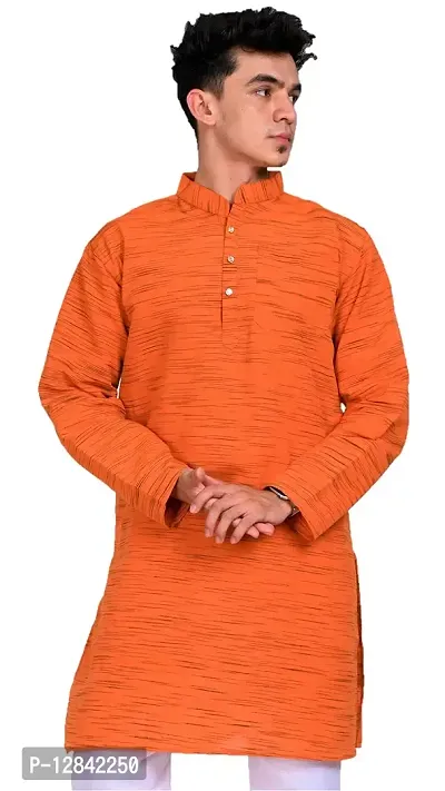 Voniry Men' Cotton Khadi Kurta (XX-Large, Orange)