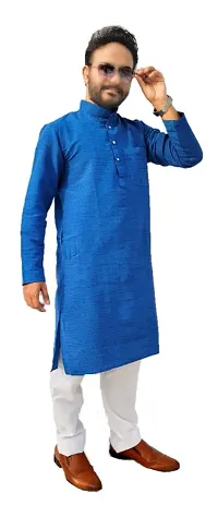 Mens Cotton Kurta Pajama Set Blue-thumb1