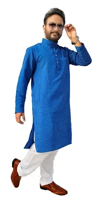 Mens Cotton Kurta Pajama Set Blue-thumb2
