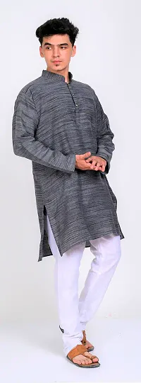 Men's Cotton Kurta Pajama Set Dark Grey-thumb1