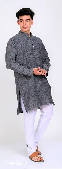 Men's Cotton Kurta Pajama Set Dark Grey-thumb3