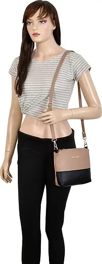 Women Beige Sling bag With Dual Pocket-thumb4