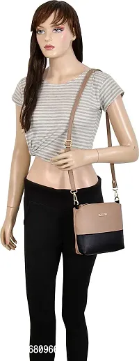 Women Beige Sling bag With Dual Pocket-thumb5