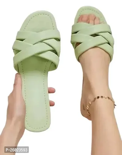 Cristal Green Synthetic Leather Solid Sandals For Women-thumb0