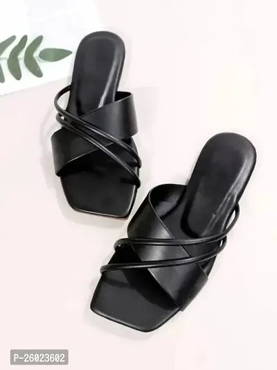 Cristal Black Synthetic Leather Solid Sandals For Women-thumb0
