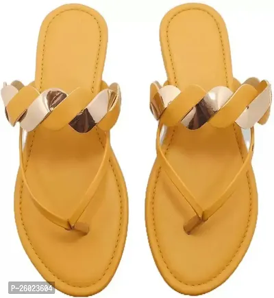 Cristal Yellow Synthetic Leather Solid Sandals For Women-thumb0