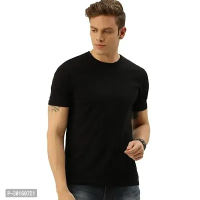 Classic Polyester Solid Round Neck T Shirt For Men-thumb0