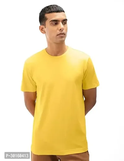 Classic Polyester Solid Round Neck T Shirt For Men-thumb0