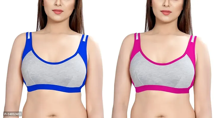 Stylish Multicoloured Cotton Printed Bras For Women Pack Of 2