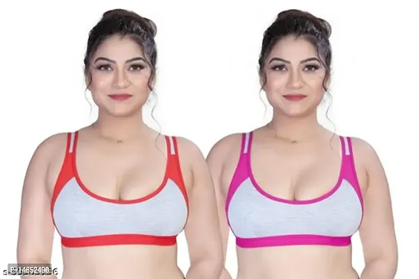 Stylish Multicoloured Cotton Printed Bras For Women Pack Of 2