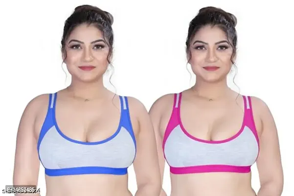 Stylish Multicoloured Cotton Printed Bras For Women Pack Of 2-thumb0