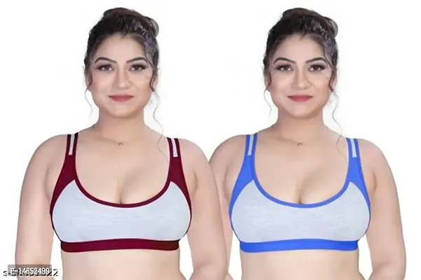 Stylish Multicoloured Cotton Printed Bras For Women Pack Of 2