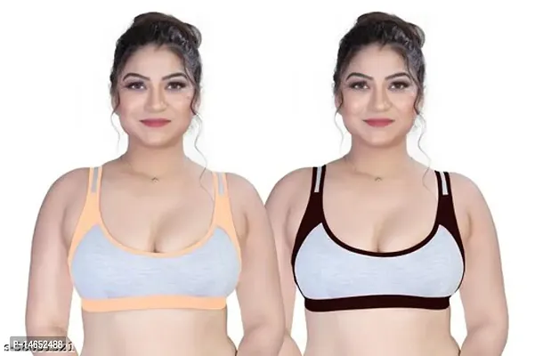 Stylish Multicoloured Cotton Printed Bras For Women Pack Of 2