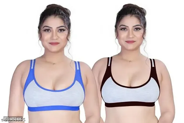 Stylish Multicoloured Cotton Printed Bras For Women Pack Of 2