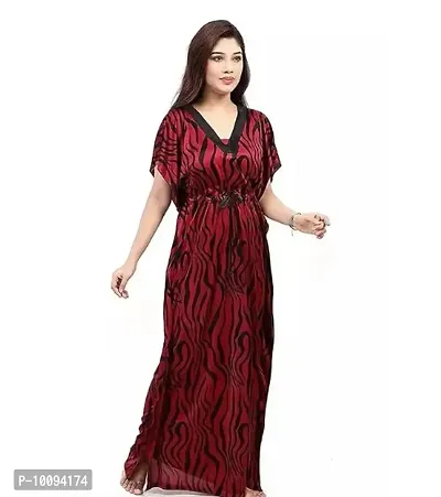 Women Stylish Satin Printed Nightdress-thumb0