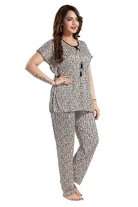 Vania's Grace Satin Kaftan Night Suit - Cheeta Print Top Pyjama Set for Women-thumb2