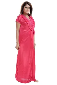 SHOPPING STATIONS Women's Satin Solid Maxi Nighty (SSN6192_Dark Pink_Free Size)-thumb3