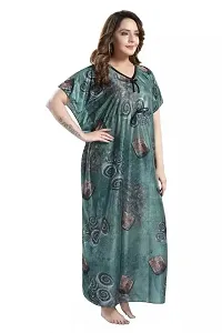 Vivaan Creation Printed Comfortable Satin Maxi Kaftan Night Gown|Kimono Nighty|Night Dress Casual Wear Full Length for Women/Girls (Free Size)_Light Green-thumb2