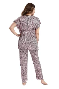 Vania's Grace Satin Kaftan Night Suit - Cheeta Print Top Pyjama Set for Women-thumb1