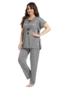 Vania's Grace Satin Kaftan Night Suit - Cheeta Print Top Pyjama Set for Women-thumb3