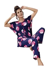 Vania's Grace Night Suit Set |Fruit Printed Satin Kaftan Nighty | Kaftan Night Suit with Pyjama Set for Women-thumb4