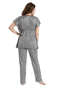 Vania's Grace Satin Kaftan Night Suit - Cheeta Print Top Pyjama Set for Women-thumb1