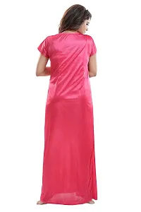 SHOPPING STATIONS Women's Satin Solid Maxi Nighty (SSN6192_Dark Pink_Free Size)-thumb1