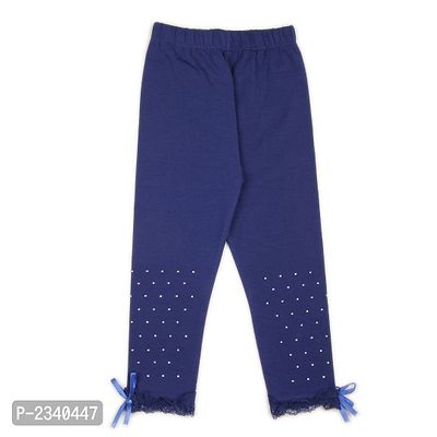 Blue Embellished Cotton Leggings