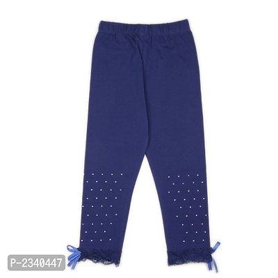 Blue Embellished Cotton Leggings-thumb2