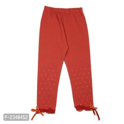 Red Embellished Cotton Leggings