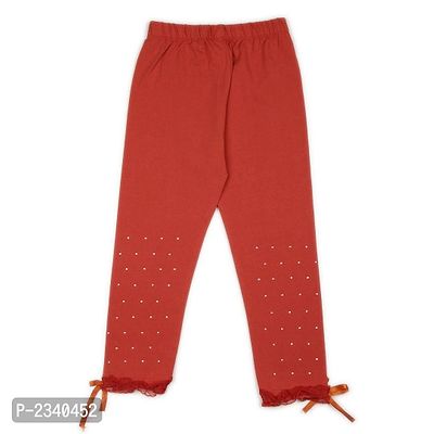 Red Embellished Cotton Leggings-thumb2