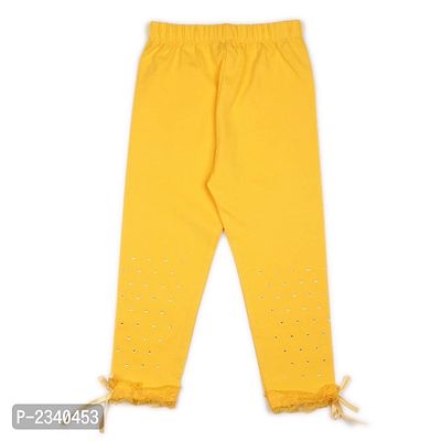 Yellow Solid Cotton Leggings-thumb0