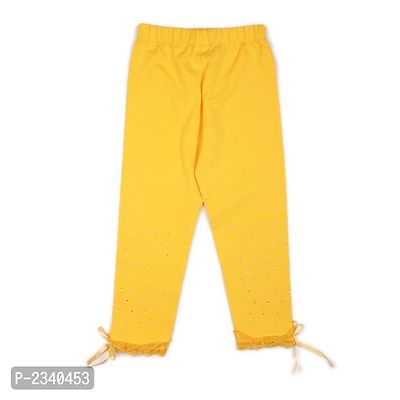 Yellow Solid Cotton Leggings-thumb2