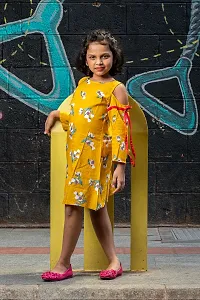 Bright Yellow Cold Shoulder Dress-thumb1