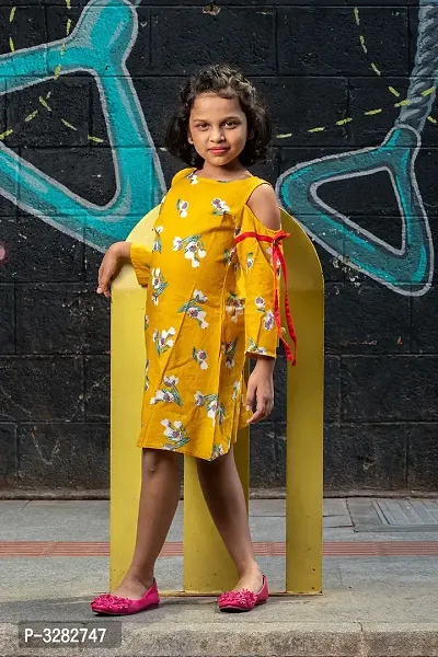 Bright Yellow Cold Shoulder Dress-thumb2