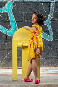 Bright Yellow Cold Shoulder Dress-thumb3