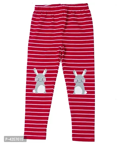 Red Stripe Leggings with Bunny Print