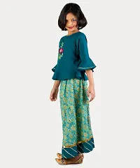 Girl's Embroidered Teal Blue choli and lehenga set-thumb1