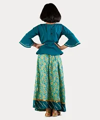 Girl's Embroidered Teal Blue choli and lehenga set-thumb2