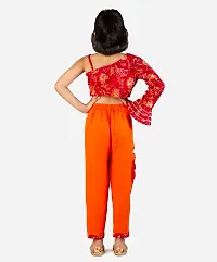 Girl's One Shoulder crop top and Trouser set - Maroon-thumb2