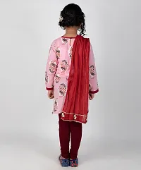 Girl's Printed Churidar Set with Dupatta-thumb2