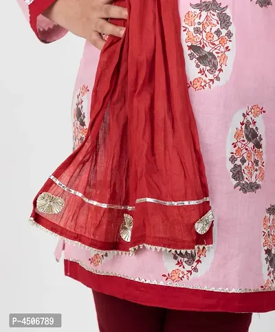 Girl's Printed Churidar Set with Dupatta-thumb4