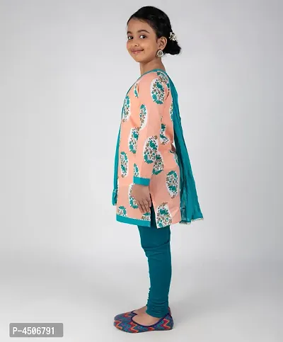 Girl's Printed Churidar Set with Dupatta-thumb2